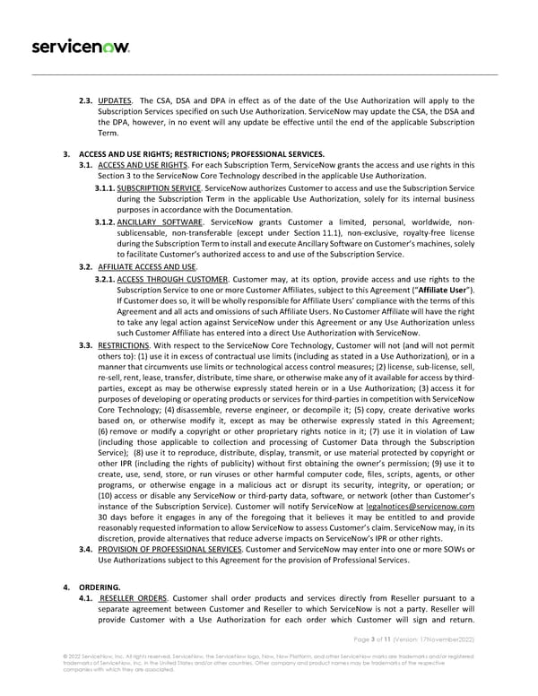 Subscription Service Agreement - Page 3