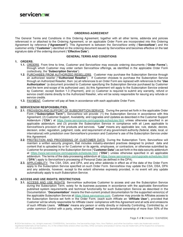 Ordering agreement - Page 1